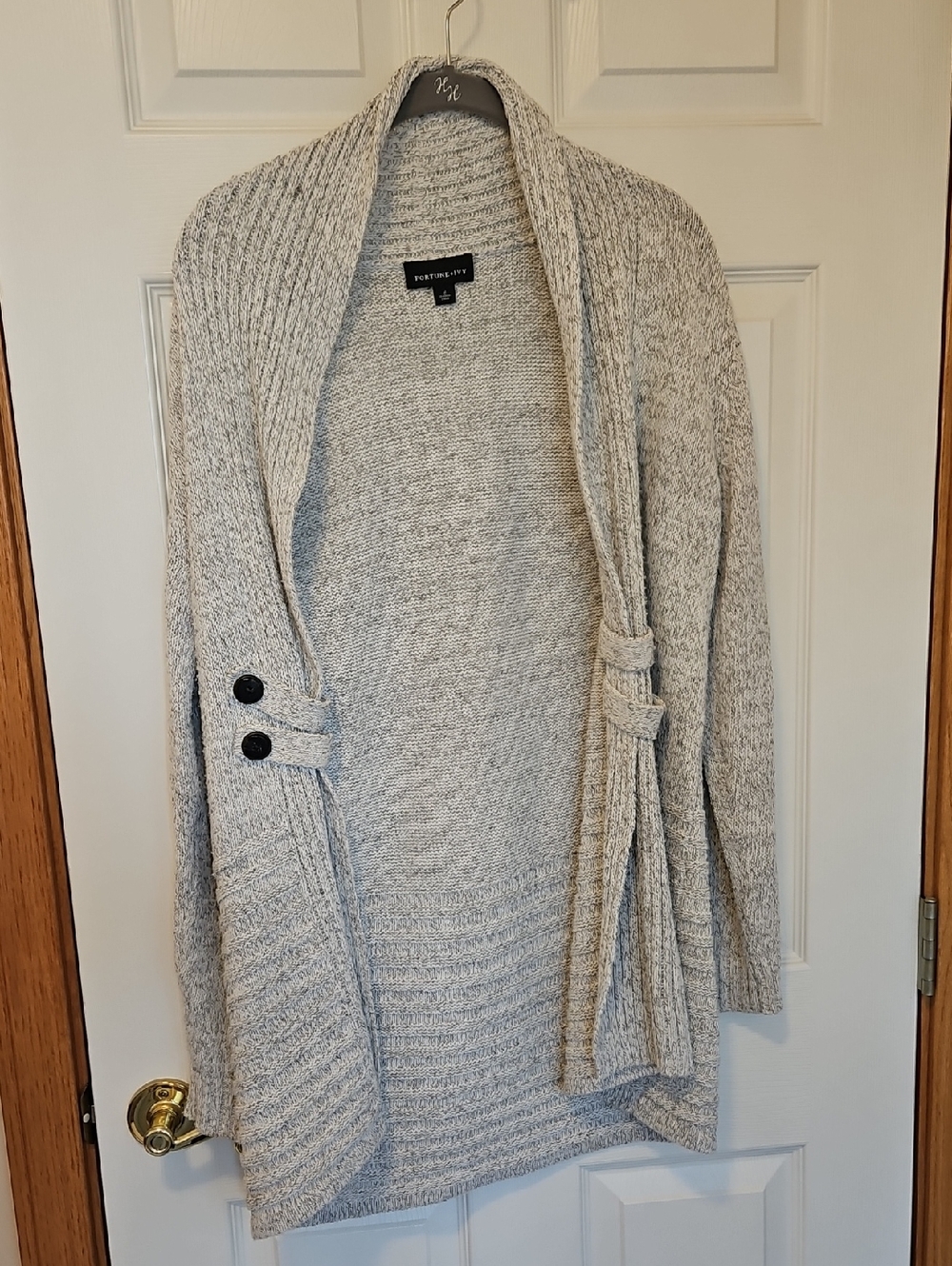 Fortune + Ivy Heather Gray Cardigan Sweater
